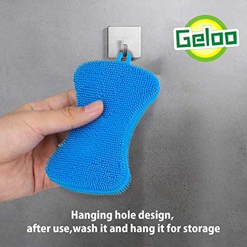 Geloo.Silicone Sponge Dish Brush, Double Sided Cleaning Brush for Dishes, Kitchen Gadgets and Accessories (3 Pack)