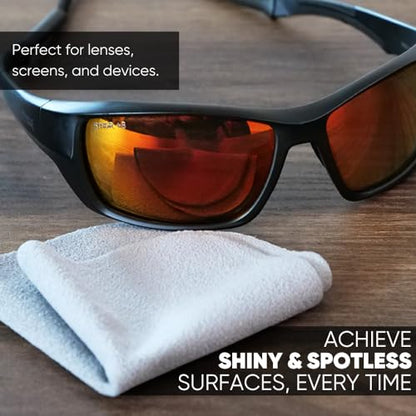 Premium Lens Glasses Cleaning Cloth by Microfiber Wholesale | Gray | 6”x6” | 10pk | Soft Microfiber Suede | Travel Size Reusable | No Lint Scratch-Free Durable | Lenses Glasses Phones - color: Gray