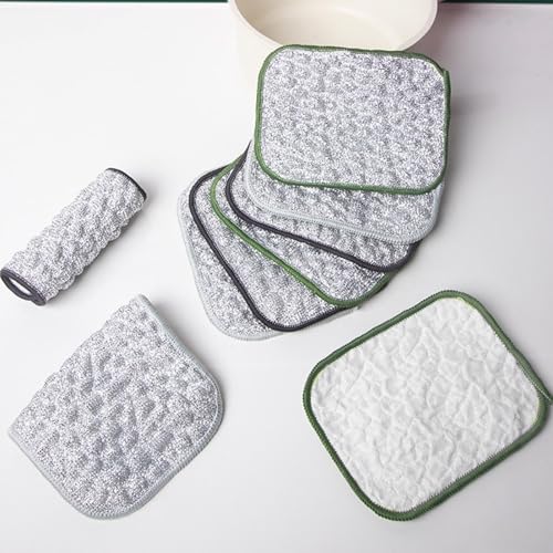 2 Two-Sided Scouring Pads, Safe AntiScratch Scrubber Cloths for Kitchen Utensils, Oven, Stovetop Cookware Scrubber - color: B
