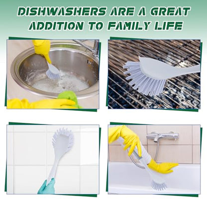 Hsei 20 Pcs Gray Kitchen Scrub Dish Brush Bulk with 11 Inch Handle Cleaning Dish Scrubber with Stiff Bristles Washing Scrub Brushes for Housekeeping for Pots and Pans, Kitchen Sink - color: Gray and White