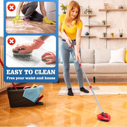 6 Pack Spin Mop Replacements Head Compatible for Ocedar RinseClean 2-Tank System,Microfiber Spin Mop Refills Head,2 Mop Scrub Brush + 1 Mop Base + 6 Pack Cleaning Floor Mop Head - color: 4 Blue Mop Heads+2 Green Mop+2 Brushes+1 Base