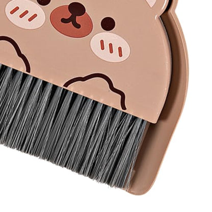 Mini Dustpan and Brush Set, Cartoon Portable Cleaning Broom with Dust Pan, Handheld Dust pan with Cleaning Brush Combo for Desk Keyboard Countertop (Bear) - size: Bear