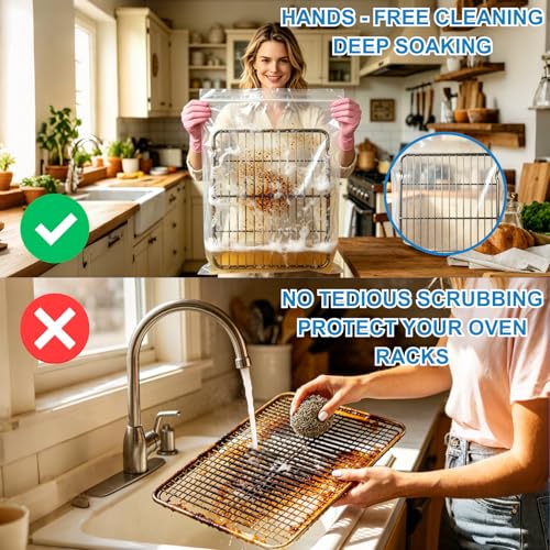 5 Pack Oven Rack Cleaning Bags - Oven Rack Cleaning Bags Kit with 5 Gloves & 1 Wire Brush, Reusable Leak-Resistant PE Bags for Deep Soaking BBQ Racks, Grill Grates (27.5"x19.7") - color: 5 Pack 27.5"x19.7"