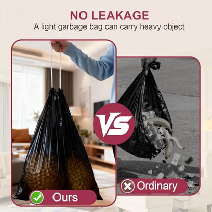 13 Gallon Drawstring Trash Bags, 40 Count Heavy Duty Kitchen Garbage Bags, Strong & Thick, Leak Proof, Tear Resistant, Unscented, for Home, Office, Bathroom, Fits Tall Kitchen Bins (Black) - color: Black-40 Count