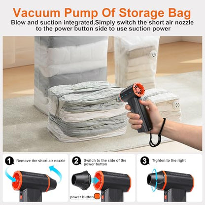 F32MAX Compressed Air Duster-150,000RPM Super Power Electric Air Duster and Vacuum Cleaner & Bag Vacuum Sealer 3-in-1，for PC Keyboard Cleaning, Car Interior Cleaning.