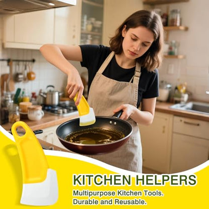 4-Pack Silicone Kitchen Scrapers – Multi-Purpose Cleaning Tools for Pots, Pans, Bowls & Non-Stick Cookware