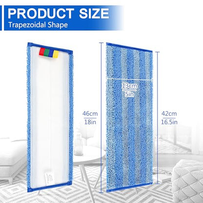 15 Pack Replacement Microfiber Mop Pad – Universal 17-18" Heavy Duty Reusable Refill – Thick Commercial Cleaning Pad for Wet & Dry Use - 18in Flat Mop Head (Trapezoid) - size: 15 Pack - 18in Flat Mop Head (Trapezoid)