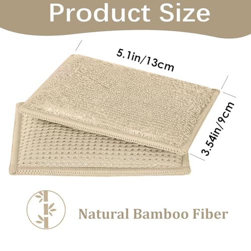 Bamboo Dish Sponge Natural Kitchen Scrub Sponges-Beige,6 Pack - color: 6 Pack