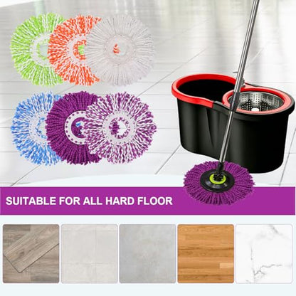 Spin Mop Replacement Heads, 6.3 Inch Microfiber Mop Refills Compatible with Hurricane, Mopnado, Simpli Magic and Other 360° Spin Mop Systems, Round Standard Universal Mop Pads (6 Colors) - color: 6 Colors
