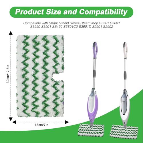 3 Pack Steam Pocket Mop Replacement Pads for Shark S3500 Series S3501 S3601 S3550 S3901 SE450 S2901 S2902 S3801,Reusable Steam Mop Pad with Deep Cleaning Scrub Strip,Microfiber Steam Mop Refills,Green - color: Green