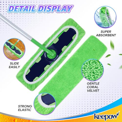 KEEPOW Reusable Mop Refill Pads Replacement Compatible with Swiffer XL, XL Wet Refills for Hardwood Floor Cleaning,4 Pack - color: Green, 4 Pack