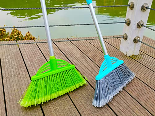 Three-Section Telescopic Aluminum Alloy Rod Long-Handled Broom for Housekeeping Garden Camping Outdoor&Indoor, 2 PCS Light Blue - color: 2 Pcs Light Blue
