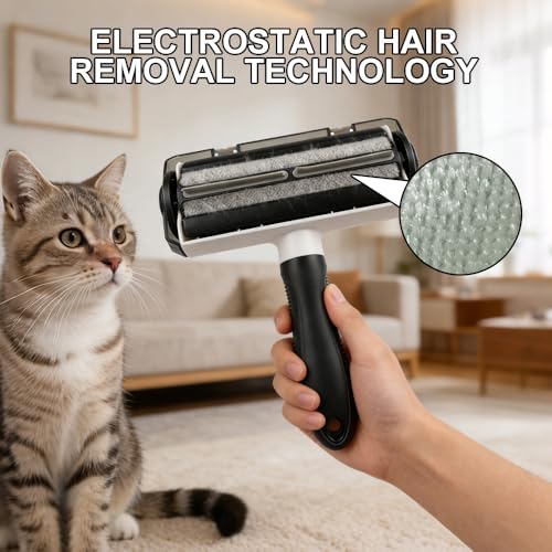 Reusable Pet Hair Remover Roller – Self Cleaning Lint Roller for Dog & Cat Hair – Removes Pet Fur from Couch, Furniture, Carpet & Clothes – No Refills Needed