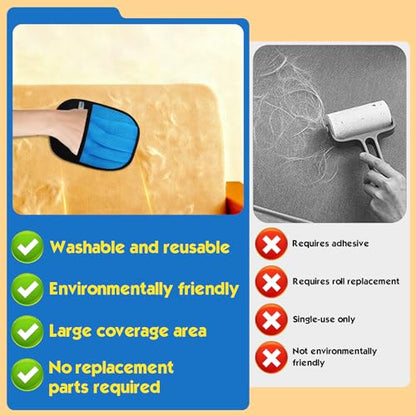 Pet Hair Removal Glove for Cats & Dogs, 2 Pcs Thickened Five-Finger Electrostatic Hair Remover Golve,Magic Brush with Pet Hair Remover Comb on Carpet, Clothing, Laundry, Couch - size: Brush & Hair Removal Gloves