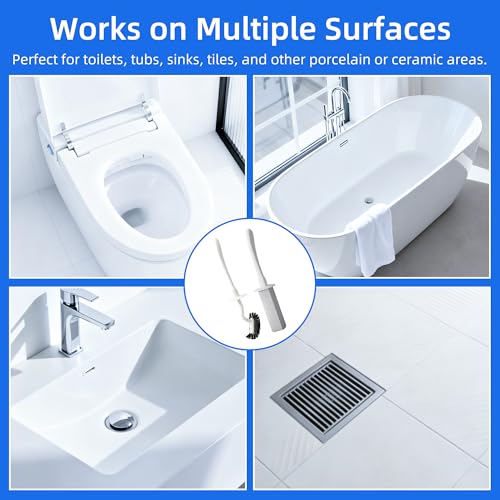 Toilet Brush and Holder Set with Pumice Stone – Long Handle Toilet Bowl Brush, Anti-Splash Scrubber, Ventilated Drip-Free Base, Deep Cleaner for Hard Water Stains, Limescale, Toilet Rings, Grey - color: Gray