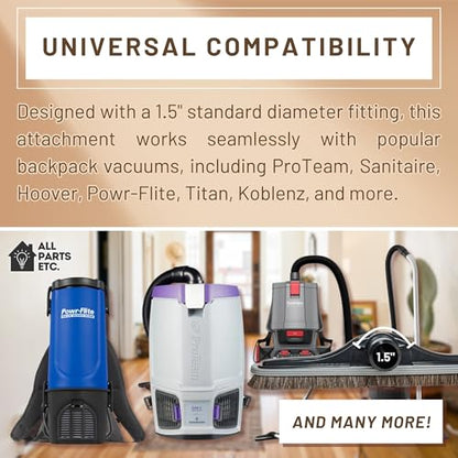 Backpack Vacuum Cleaner Hard Wood Tile Floor Brush 14” Wide with Bumper for Natural Horsehair Soft Bristles Hoover, Sanitaire, Carpet Pro, Proteam Back Pack Vacuums and More