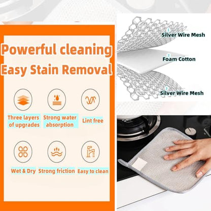 Multifunctional Non-Scratch Wire Dishcloth,2025 New Steel Wire Dish Towel for Wet and Dry Wire Dishcloth for Dishes Sinks Counters Tops of Stoves(5pcs)