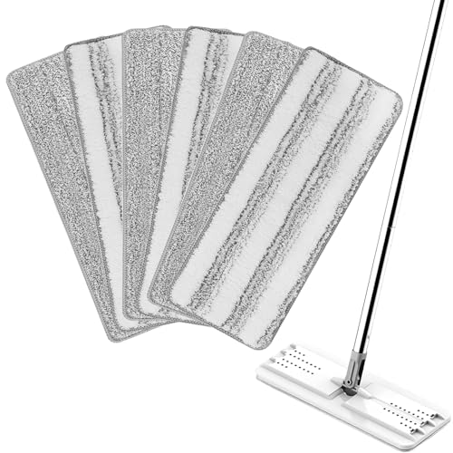 Mop Replacement Pads Compatible with JOYMOOP Flat Mop or Mop Bucket Set - Microfiber Flat Mop Pads for All 13" X 4.9" Squeeze Flat Floor Mop - Washable Mop Head Replacement (3+3 Pack) - color: 6 Pack