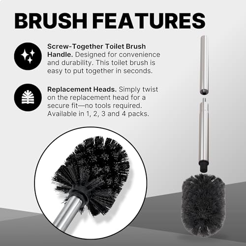 ToiletTree Products Deluxe Toilet Brush with Lid 3 Pack - style: Stainess Steel 3 Pack