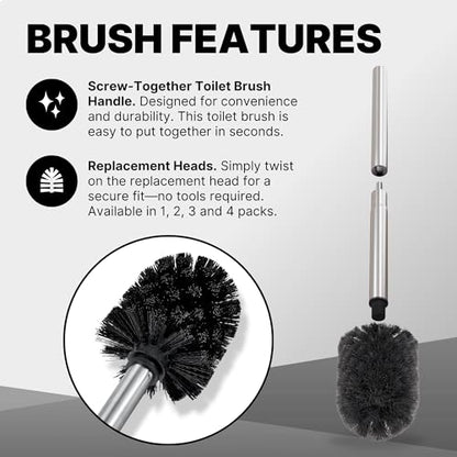 ToiletTree Products Deluxe Toilet Brush with Lid 3 Pack - style: Stainess Steel 3 Pack