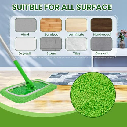 6 Pack Reusable Microfiber Mop Pads - Compatible with Sweeper, Reusable Mop Pads, Washable Dry Cloths & Wet Pads Refill for Hardwood Laminate Tile Floor Cleaning (6, Green, M) - color: Green
