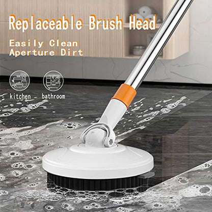 Spin Mop Bucket with Wringer System Extended Mop Handle 61＂Mop and Bucket for Floors Cleaning with 5 Replacement Head Refill 1 Cleaning Brush Head - color: Spin Mop Set