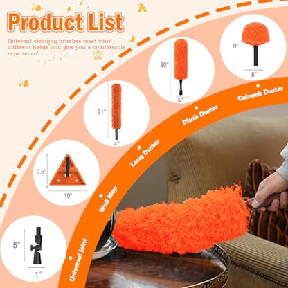 LAANPOLE 36FT Reach Dusters for Cleaning, Ceiling Fan Cleaner Duster with Extension Pole, Wall and Baseboard Cleaner Mop with Handle for Window Cobweb Fan Blade and High Ceiling - size: 30FT