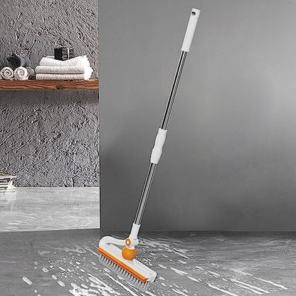 2 in 1 Cleaning Brush with V-Shape Stiff Bristle Long Handle Scalable Floor Scrubbers for Tub Tile Cleaning Supplies Scrub Brush for Bathroom Toilet Kitchen Apartment Essentials forfor Women Men
