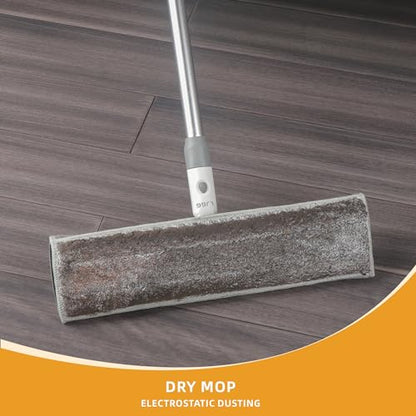 Flat Microfiber Mop for Floor Cleaning, 15.7 in (40 cm) Aluminum Base, 4-Section Aluminum Handle 52 in, Dry & Wet Use, 4 Washable Pads, Debris Scraper – LJGG (Gray/White) - size: 15.7" Flat Microfiber Mop