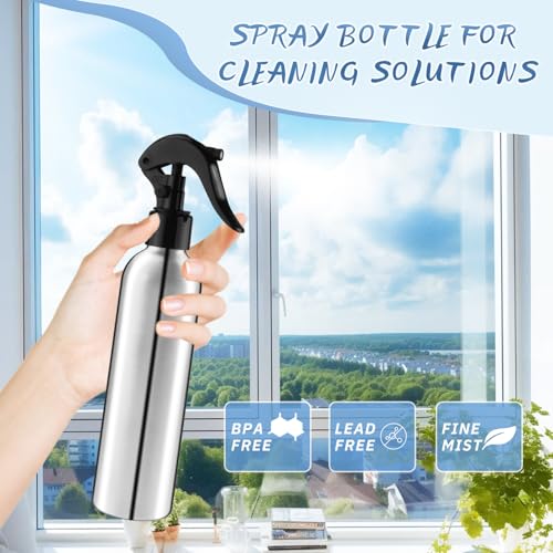 250ml/8 Oz Aluminum Spray Bottles,Empty Reusable Heavy Duty Mist Spray & Water Sprayer,Pressure Sprayer Spray Pump Bottles for Home Garden Plant Household Cleaning Solutions-Pack of 4