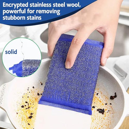 Kitchen Sponges for Dishes Steel Wool Scrubber Sponges for Kitchen Heavy Duty Non-Scratch Scrubbing Cleaner (6 Pack) (Colours) - color: Colours
