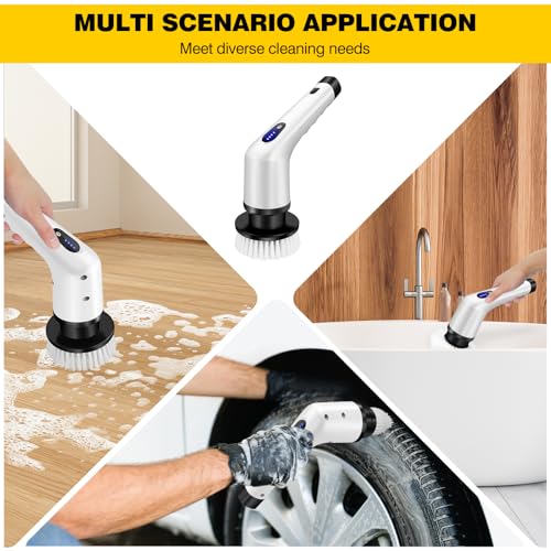 Cordless Electric Spin Power Scrubber,Handheld Electric Scrubbing Brush with 3 Replaceable Brushes, Power Scrubber Brush with Dual speeds for Bathroom,Kitchen,Corner,Sink,Bathtubs