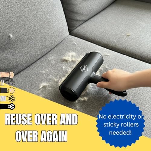 Pet Hair Remover Roller Reusable Lint Roller for Dog & Cat Hair – Fur Remover for Couch, Furniture, Carpet, Car Seats & Clothes – Portable Manual Pet Hair Cleaning Brush (Black) - color: Black