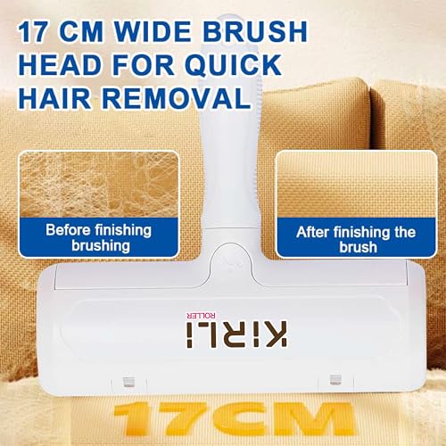 KIRLI Pet Hair Roller, Fur Remover Tool with Built-in Fur bin, Reusable Lint Roller for Pet Hair, Multi-Surface Furniture Clothing, Couch, Carpet, Bedding Cat and Dog Hair Remover (White) - color: White