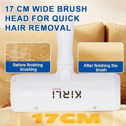 KIRLI Pet Hair Roller, Fur Remover Tool with Built-in Fur bin, Reusable Lint Roller for Pet Hair, Multi-Surface Furniture Clothing, Couch, Carpet, Bedding Cat and Dog Hair Remover (White) - color: White