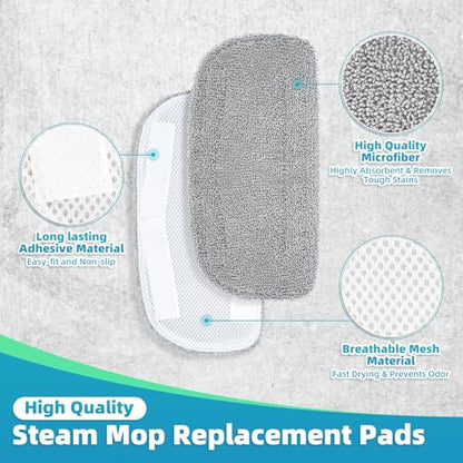 LOVECO Steam Mop Pads Compatible with GorFanty GF-6610B/GF-6610, Neugo NE033/NE033M & Mxnsewr, Washable Microfiber Steam Mop Replacement Pads for Multi-Surface Cleaning (2 Pack) - size: 2 Pack + 1 Pack