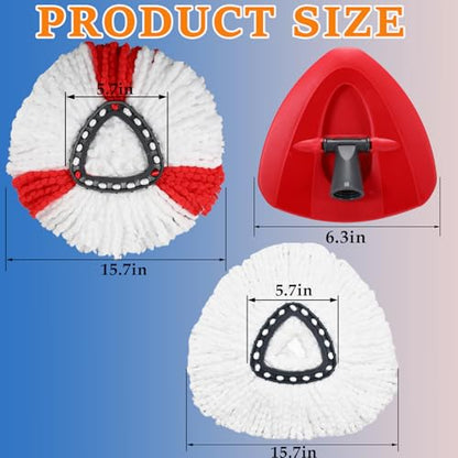 3 Pack Mop Refill Replace Heads Compatible with O-Cedar Easywring Spin Mop Head Replacement Refills for Ocedar, Microfiber Refills, Triangle Head Cover Base, Machine Washable and Easy-to-Replace