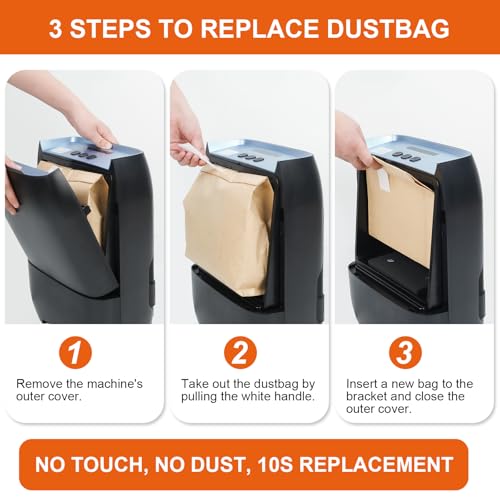 Touchless Vacuum Automatic Dustpan, Electric Dustpan with 5-Pack Disposable Dust Bags, 17KPA Strong Suction, IR Sensor, LED Alerts, Handheld Accessories for Floors/Corners/Pet Hair/Salons