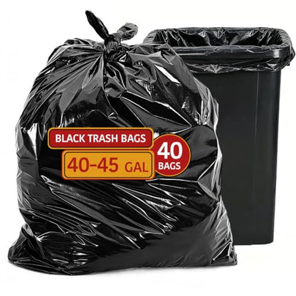 42 Gallon Heavy Duty Trash Bags - 33" X 48" Large Black Waste Bag for Yard, Commerical, Party, Camping, Outdoor Use (40 Count) - size: 40 Count (Pack of 1)