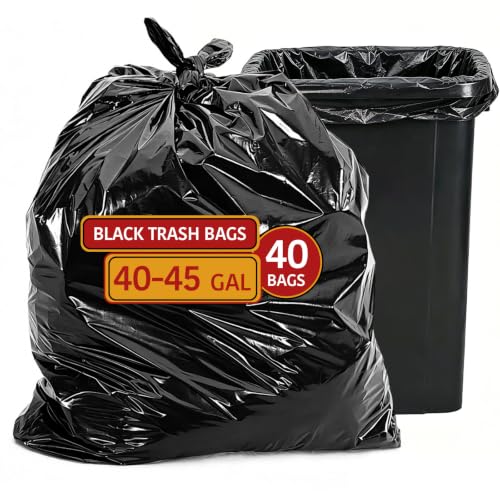 42 Gallon Heavy Duty Trash Bags - 33" X 48" Large Black Waste Bag for Yard, Commerical, Party, Camping, Outdoor Use (40 Count) - size: 40 Count (Pack of 1)