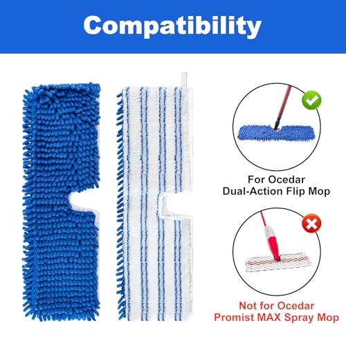 Mop Heads Replacements for O-Cedar Hardwood Floor 'N More Microfiber Flip Mop, 2 Pack Dust Mop Replacement Heads for Ocedar Flip Mop, Reusable Refill Double-Sided Mop Head for O Cedar Mop