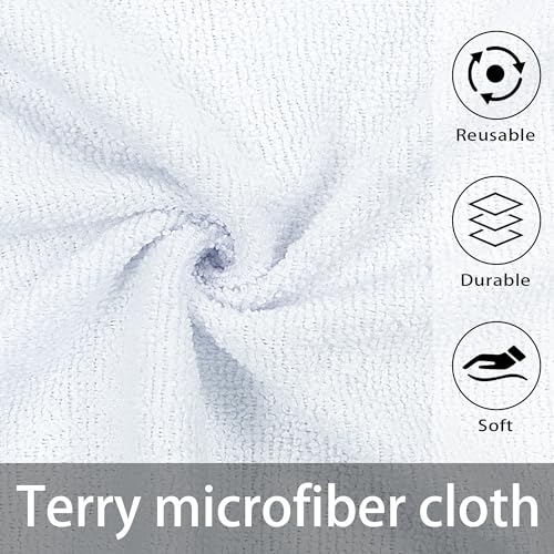 Greenfound Microfiber Cleaning Cloth Roll -80 Pack, 11.5x11.5, Tear Away Towels, Reusable and Washable Rags, White - color: White