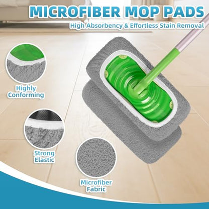 6 Pack Reusable Mop Pads Compatible with Swiffer Sweeper Mop, Washable Wet Pads Refill, Dry Sweeping Cloths, Microfiber Pads for Mopping Floors (Gray, White) - color: Gray, White