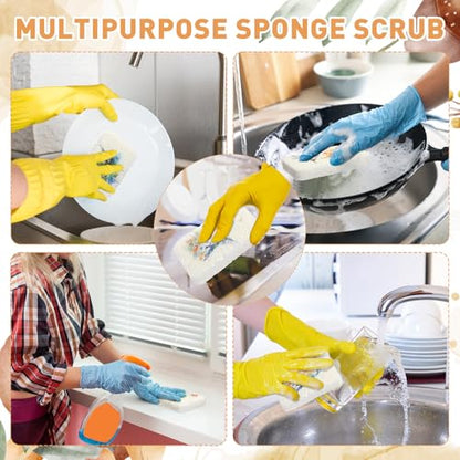 Maxdot 50 Counts Compressed Cellulose Sponges Bulk Fruits Style Natural Kitchen Compostable Non Scratch Dish Sponges for Washing Dishes, Cleaning Countertop Sink, Kids DIY - style: Flower Bird Style