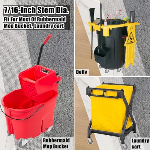 RILIDRI 3-Inch Swivel Stem Caster, 7/16-Inch Stem Diameter Rubber Wheel, Heavy Duty TPR Replacement Wheels for Rubbermaid Mop Bucket Cart Grill Casters - 4 Pack (2 Brakes 2 Swivel) - style: 3 Inch-175LB (2 Double Brakes)