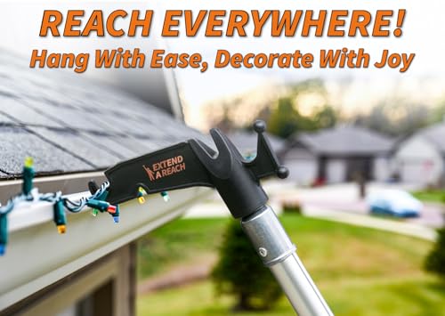 7-30 ft Long Telescopic Extension Pole with Utility Hook and High Reach Dusting Kit // for Christmas Lights Installation, Birdfeeders // Cobweb Brush, Feather Duster & Flexible Ceiling Fan Duster