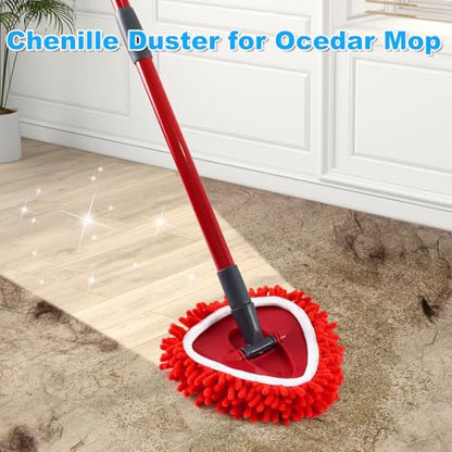 Mop Replace Head for O Cedar, Spin Mop Heads Replacements for Ocedar Easywring 1 Tank Spin Mop, Chenille Duster for Ocedar Mop Include 3 Pack Red Microfiber Chenille Mop Pad for Ocedar Spin Mop - size: For Ocedar 1 Tank Spin Mop