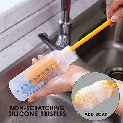 Silicone Bottle Brush, Water Bottle Cleaner Brush with Long Handle, Perfect for Cleaning Narrow Neck Containers, Vacuum Sports Bottle, Tumblers, Flask, Glassware (1 Pack, Charcoal) - color: Charcoal