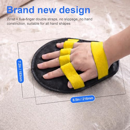 Upgraded Five-Finger Electrostatic Pet Hair Removal Gloves, Reusable Cat & Dog Hair Remover for Couch, Furniture, Carpet, Car Seat, Clothing - Magic Brush Pet Grooming Glove (Yellow) - color: Yellow