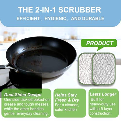6PCS Double-Sided Non-Scratch Cleaning Cloths - Reusable Scrub Pads & Dish Cloths, Fast-Dry & Odor-Resistant for Non-Stick Pans, Glass, Stovetops & Sinks